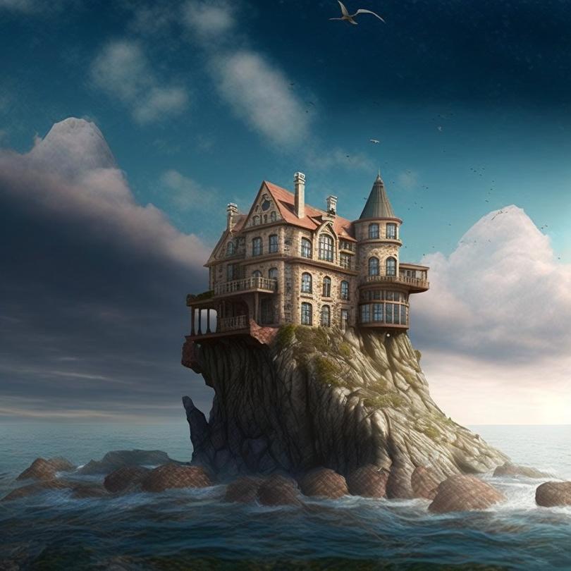 ai-generated-image-of-house-on-a-sea-rock